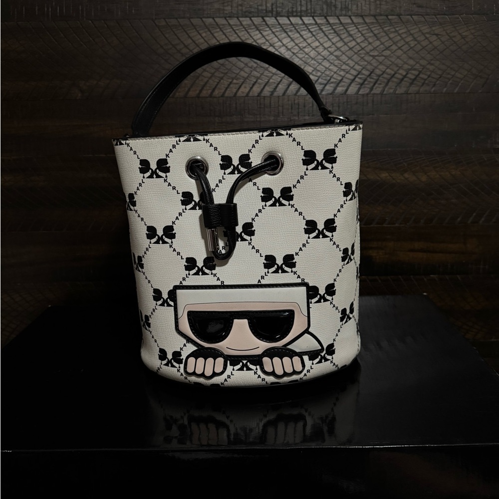 Karl Lagerfeld Black and White Crossbody Bag